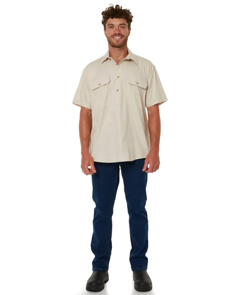 Closed Front SS Shirt - Stone