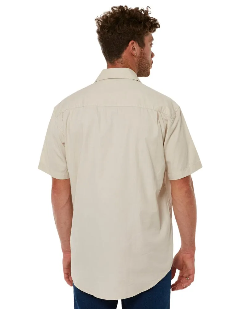 Closed Front SS Shirt - Stone