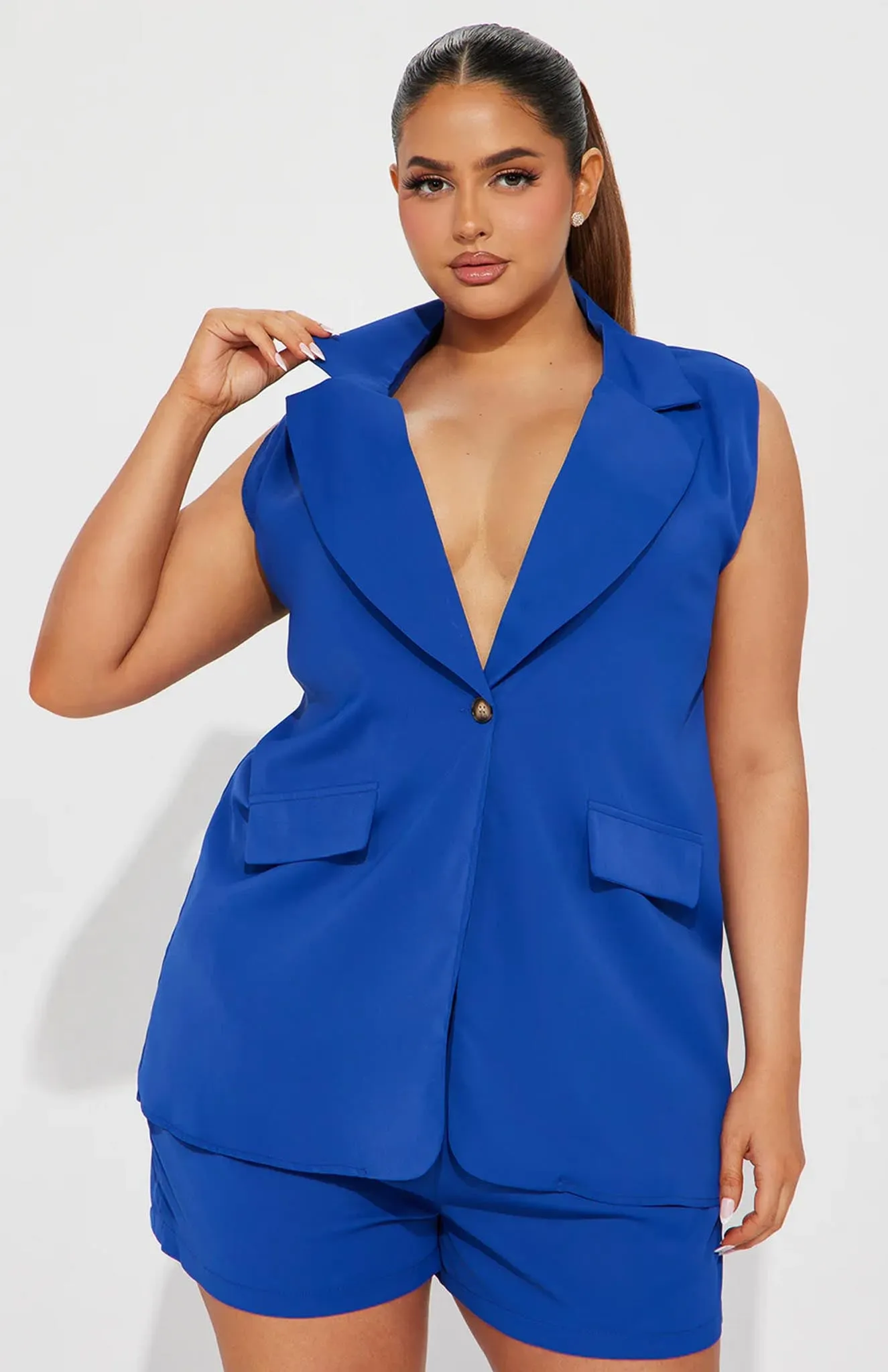 Cobalt Confidence Blazer Short Set | Blue Power Suit