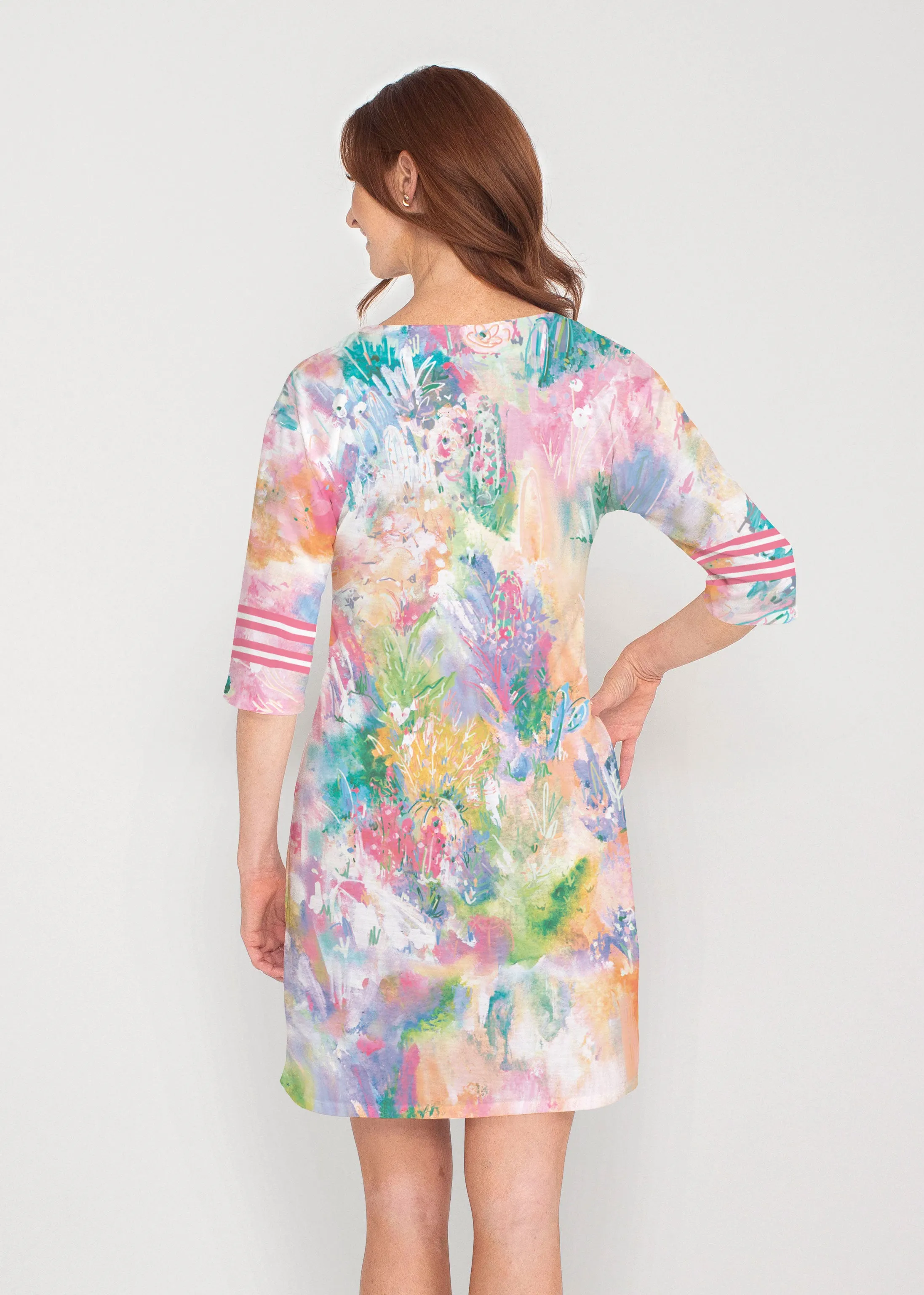Cool Desert Vibes (17232) ~ Drop Shoulder 3/4 Sleeve V-Neck Dress