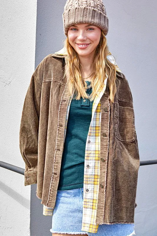 Corduroy Washed Oversized Fit Jacket