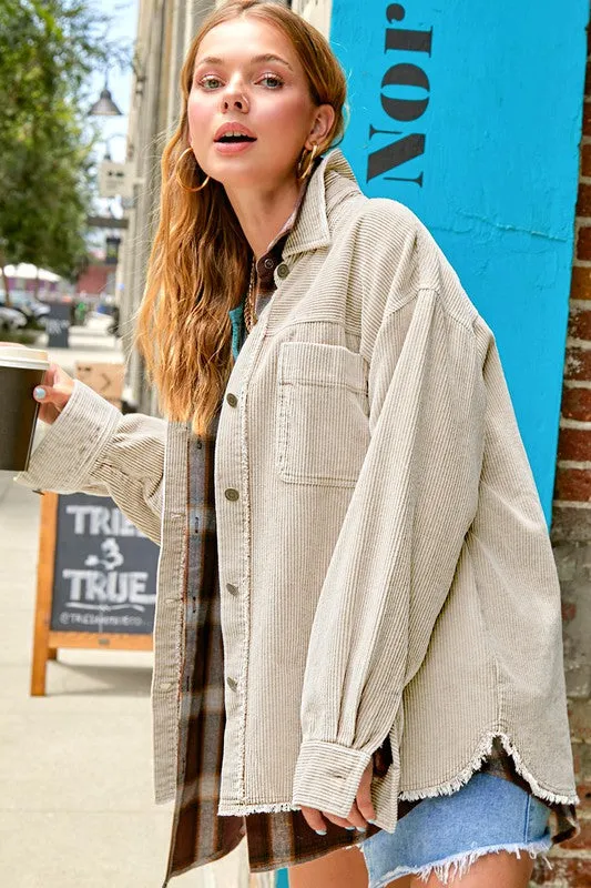 Corduroy Washed Oversized Fit Jacket
