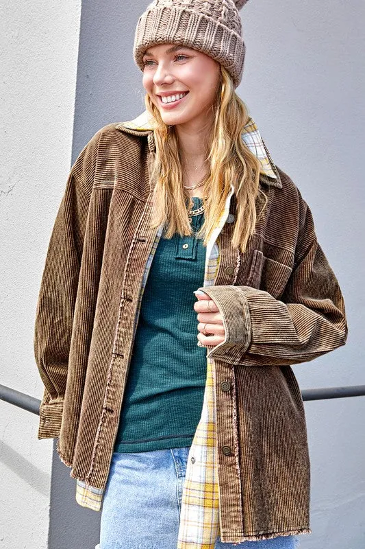 Corduroy Washed Oversized Fit Jacket