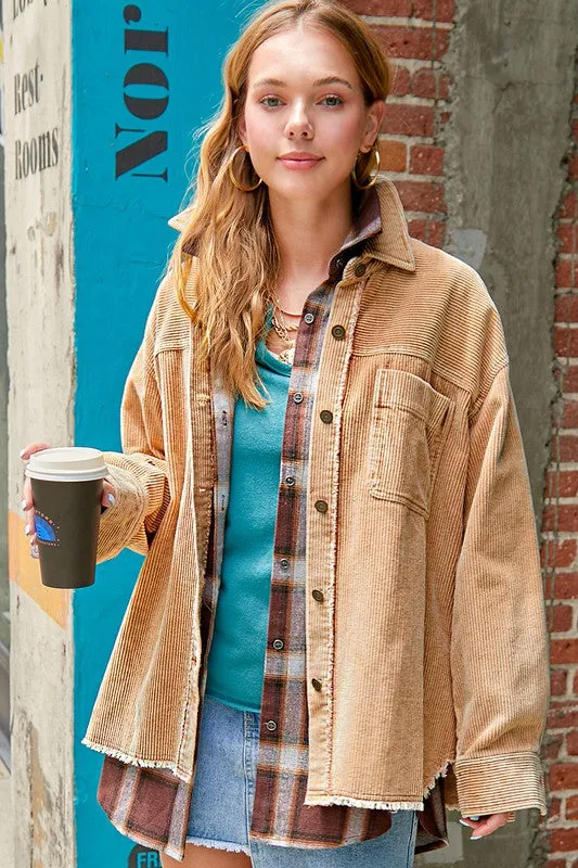 Corduroy Washed Oversized Fit Jacket