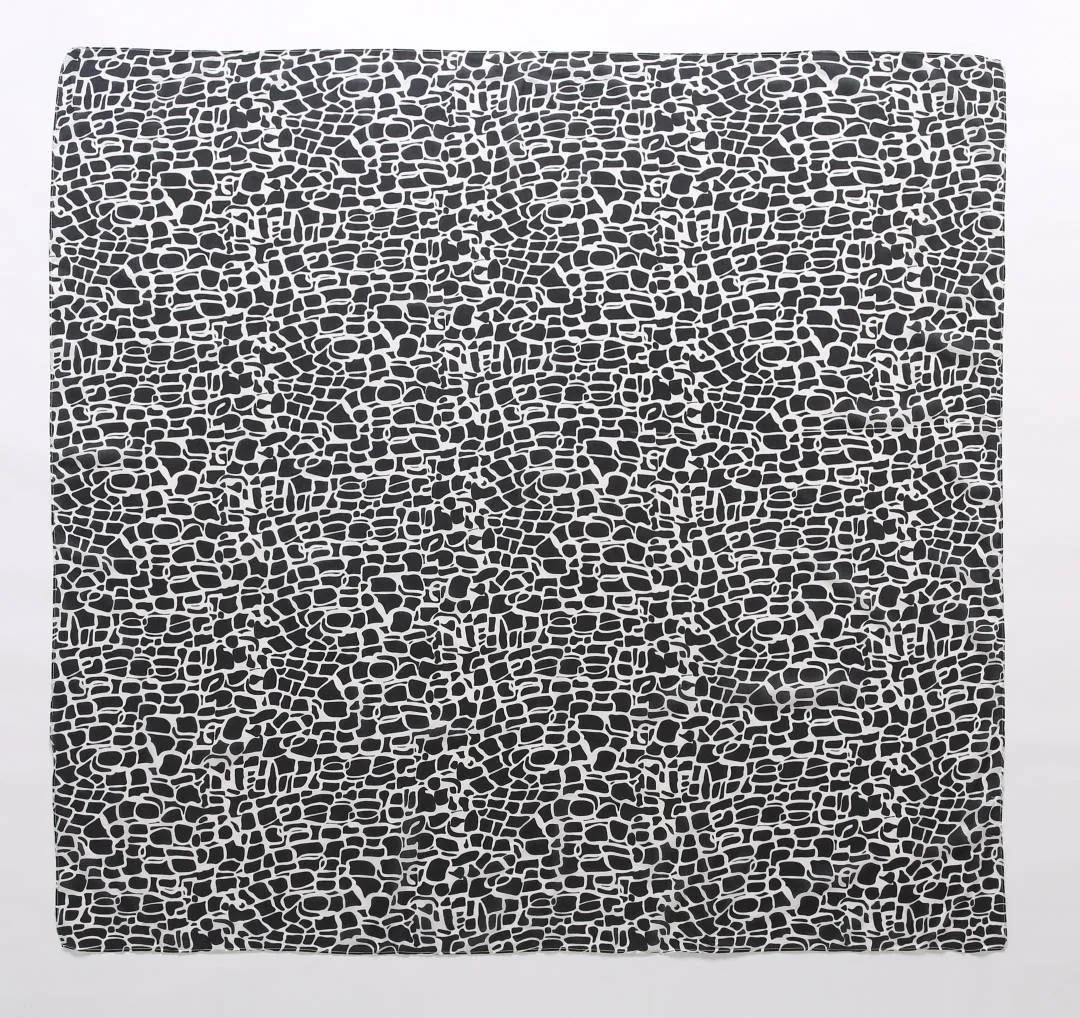 Cotton Silk Oversized Square Scarf Shawl Wrap, Black White Abstract Pattern Cotton Silk Scarf