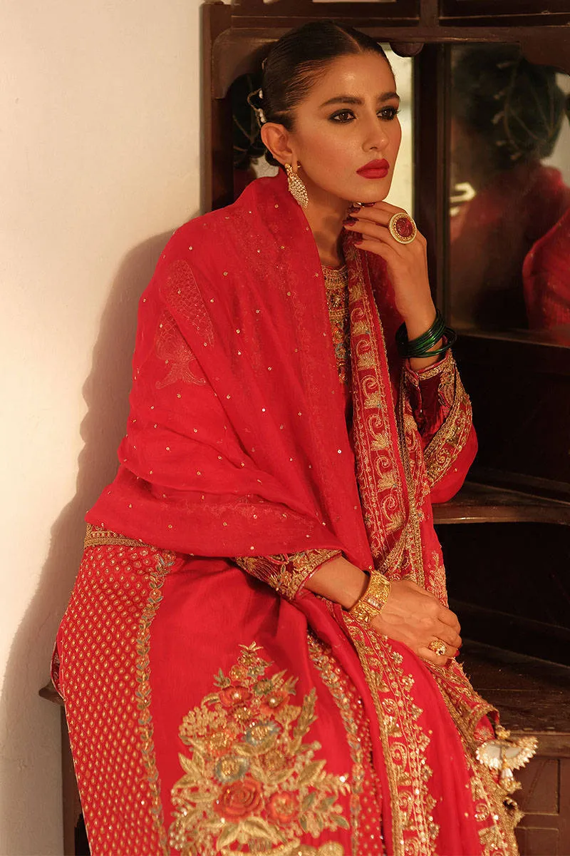 Crimson Red Long Kameez Trouser Pakistani Wedding Dresses