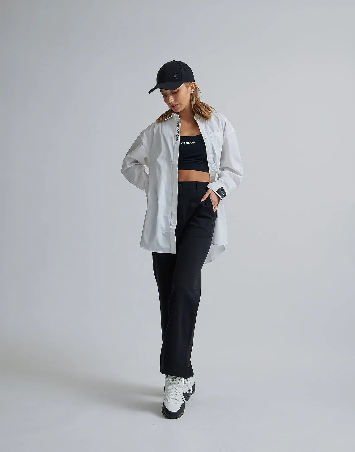 CRONOS WOMEN LOGO LONG SHIRTS【WHITE】