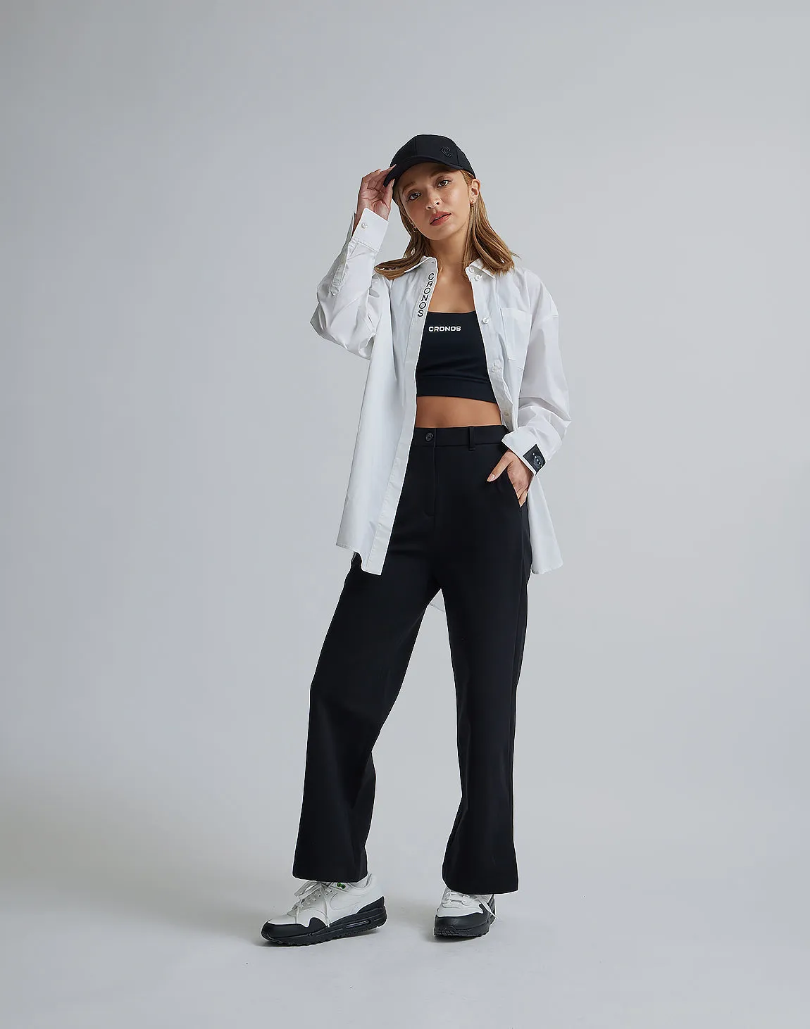 CRONOS WOMEN LOGO LONG SHIRTS【WHITE】