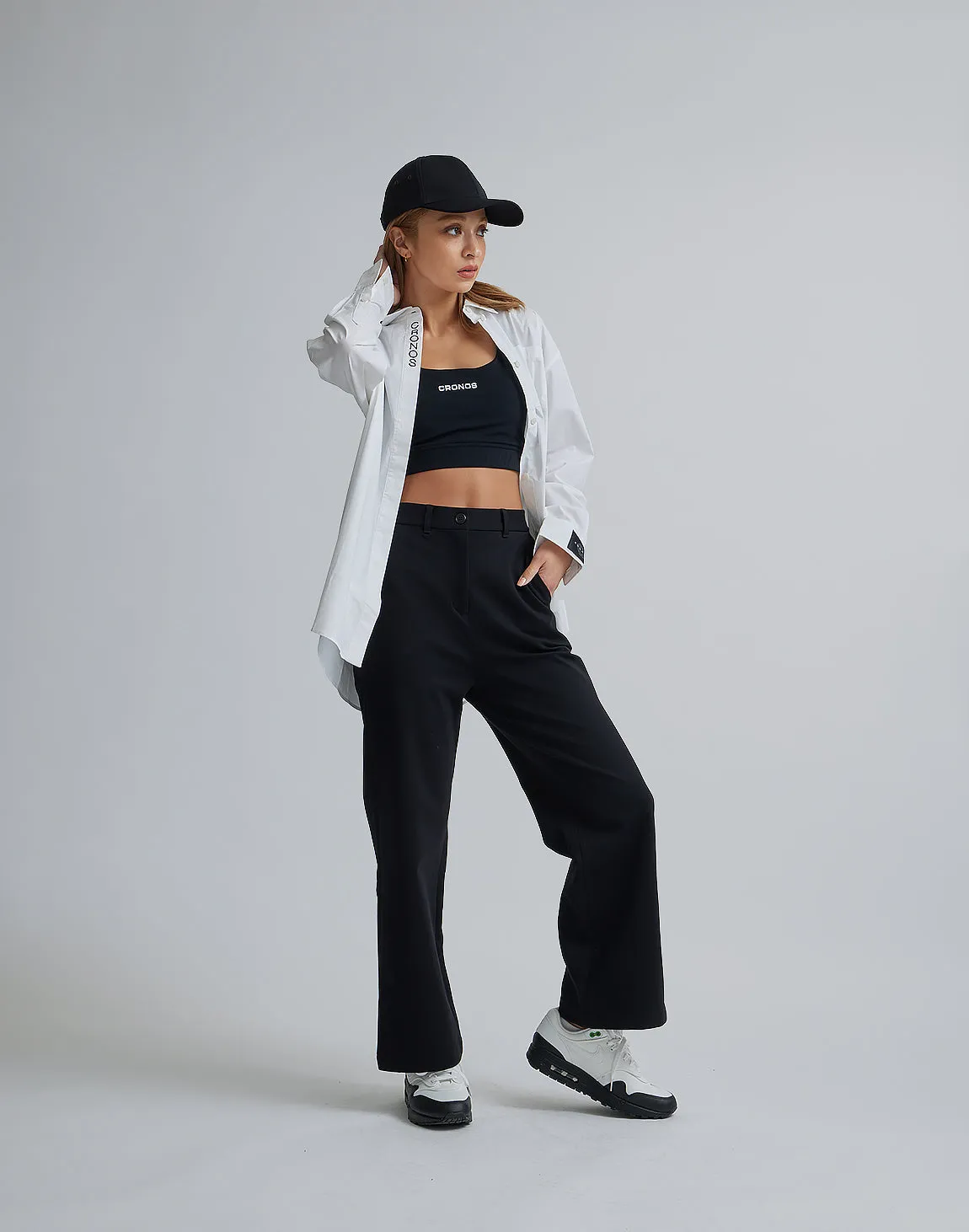 CRONOS WOMEN LOGO LONG SHIRTS【WHITE】