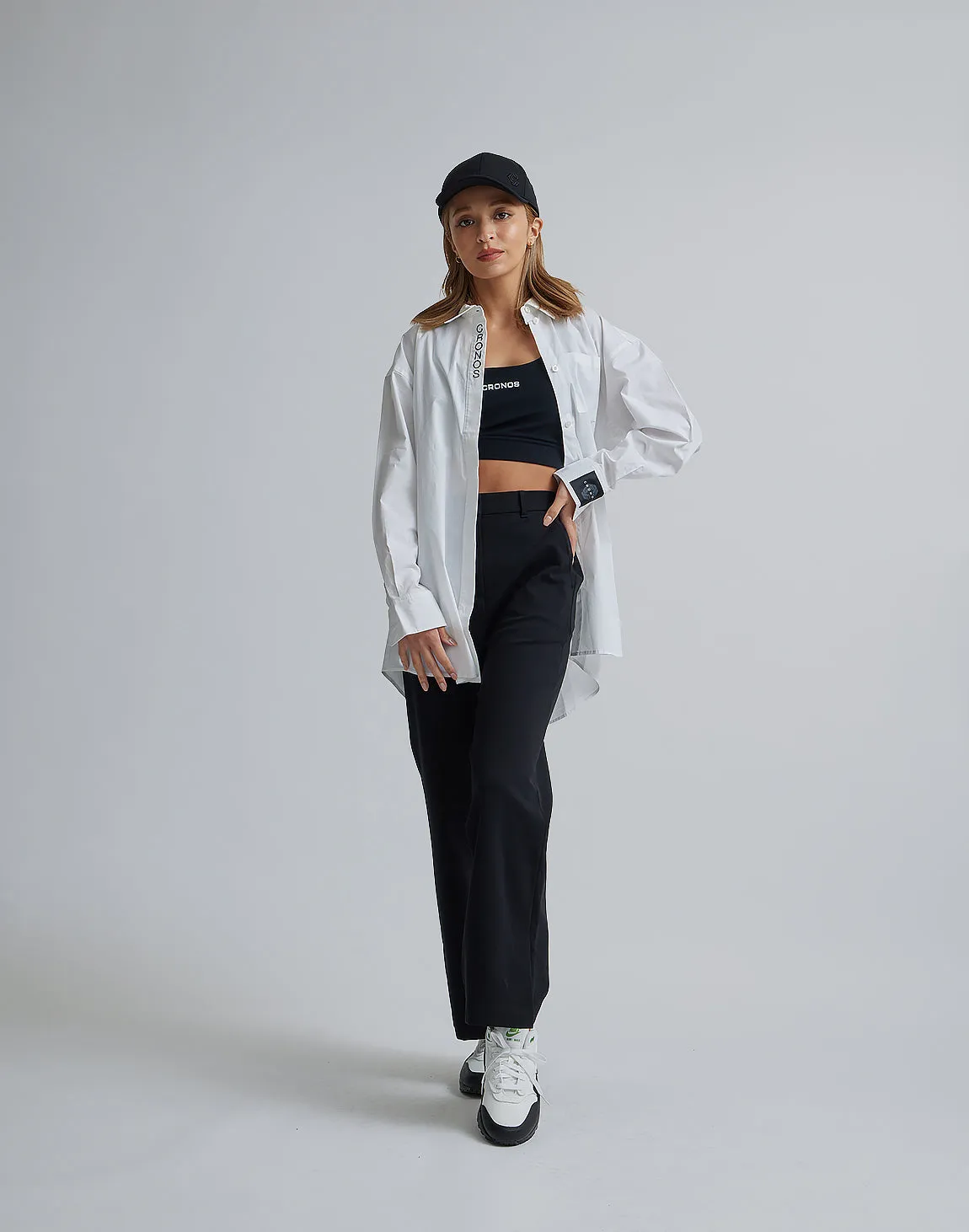 CRONOS WOMEN LOGO LONG SHIRTS【WHITE】
