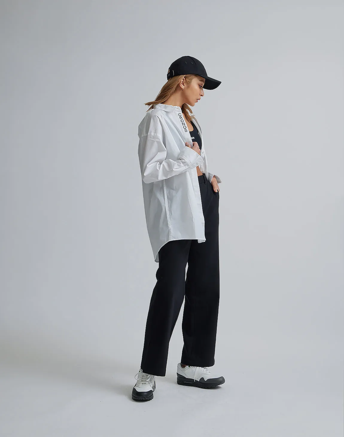 CRONOS WOMEN LOGO LONG SHIRTS【WHITE】