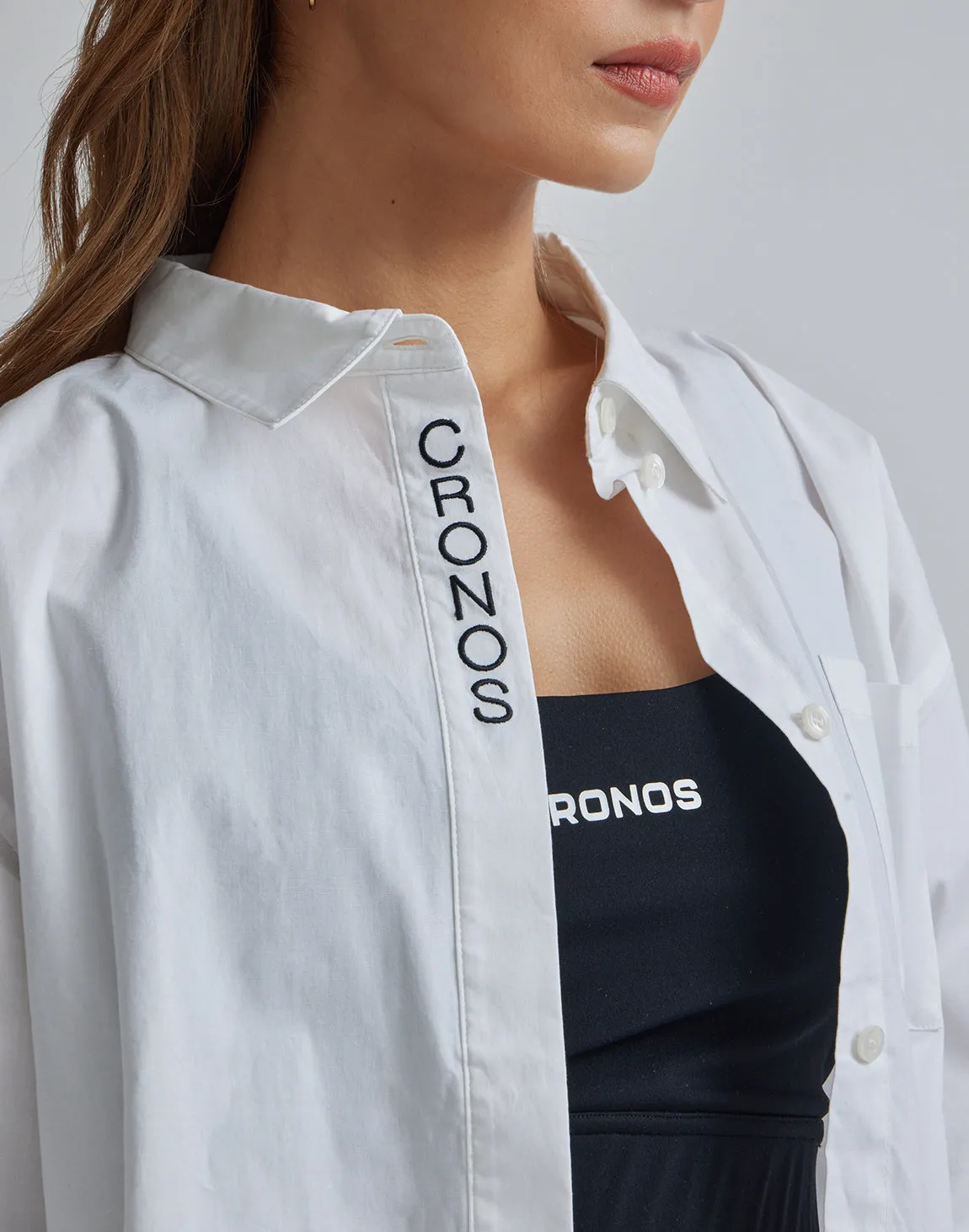 CRONOS WOMEN LOGO LONG SHIRTS【WHITE】