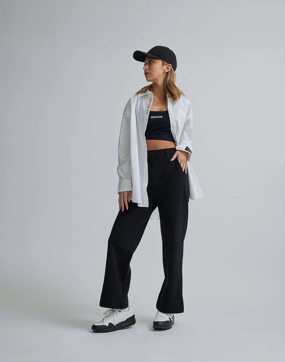 CRONOS WOMEN LOGO LONG SHIRTS【WHITE】