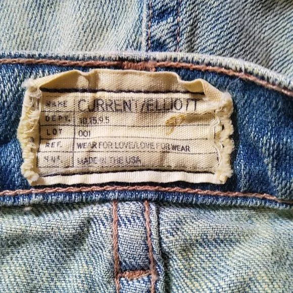 Current Elliott Distressed Fringe Patch Cutoff Denim Jean Shorts M New