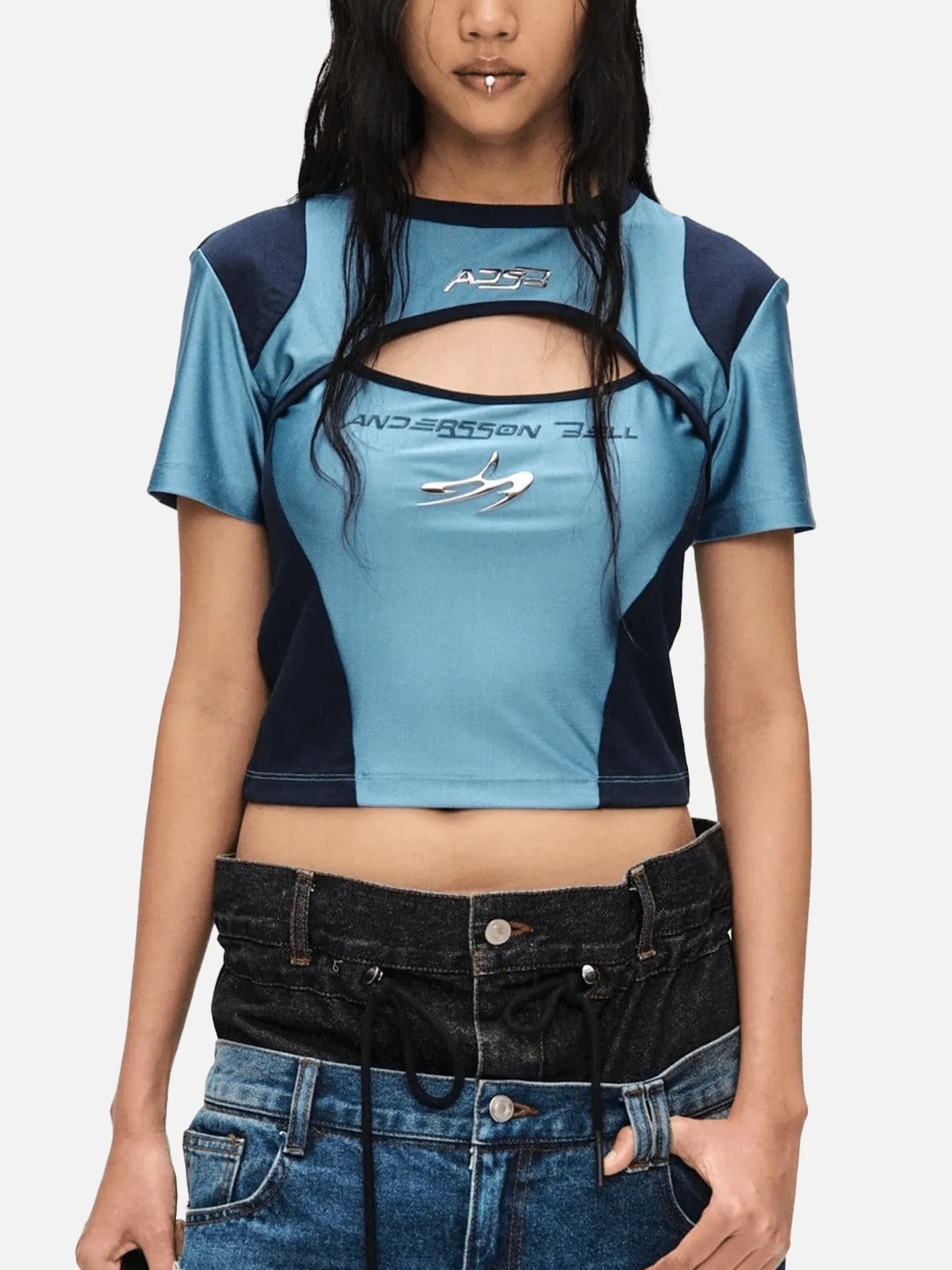 Cut-Out Racing T-Shirts - Blue