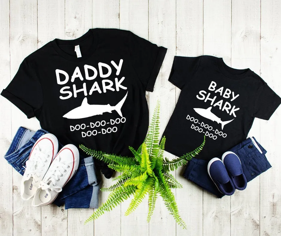 Daddy Shark Mens Tee & Baby Shark Toddler Tee  Father Son Matching Shirts