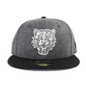 Detroit Tigers New Era 59Fifty Fitted Hat (Flannel Black Gray Under Brim)