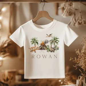 Dinosaurs Volcano Personalised Toddler & Kids T Shirt