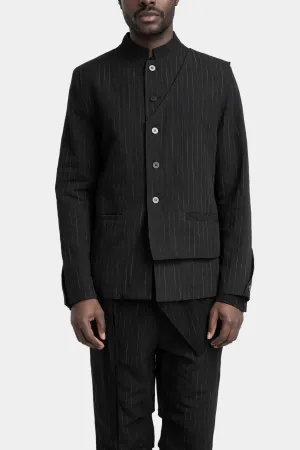 Double front pinstripe linen mix blazer jacket