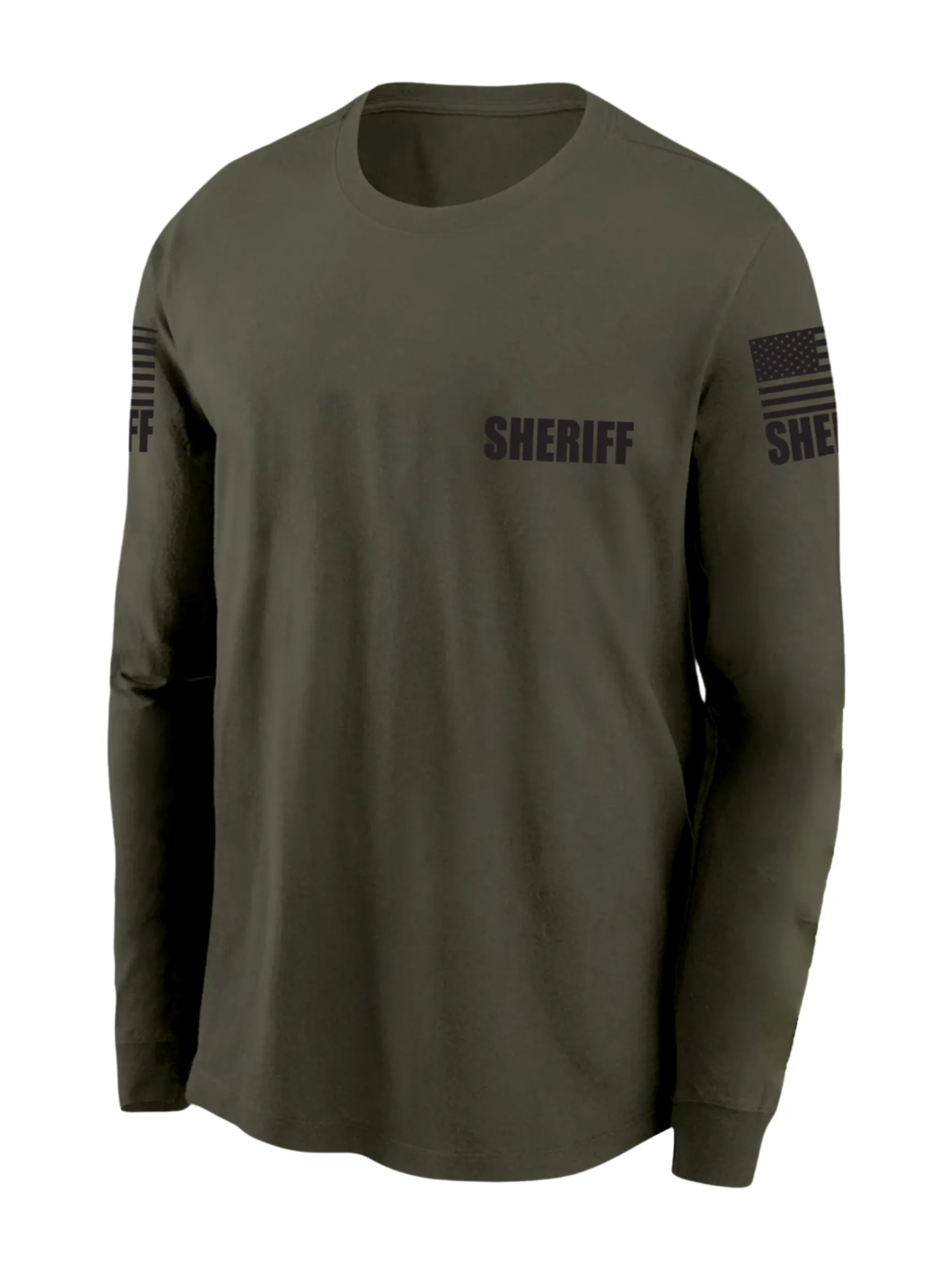 Drab Green Sheriff Men's Shirt - Long Sleeve (Black)