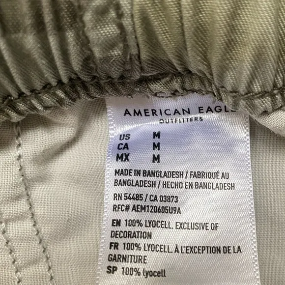 Drawstring Waist Camo Shorts Khaki Olive Camouflage American Eagle Size Medium