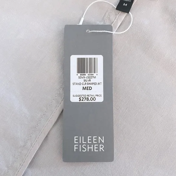 Eileen Fisher Linen Viscose Stretch Open Front Blazer Jacket Size Medium NWT