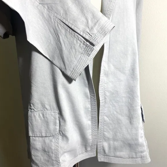 Eileen Fisher Linen Viscose Stretch Open Front Blazer Jacket Size Medium NWT