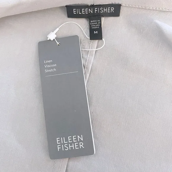Eileen Fisher Linen Viscose Stretch Open Front Blazer Jacket Size Medium NWT