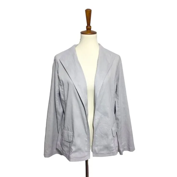 Eileen Fisher Linen Viscose Stretch Open Front Blazer Jacket Size Medium NWT