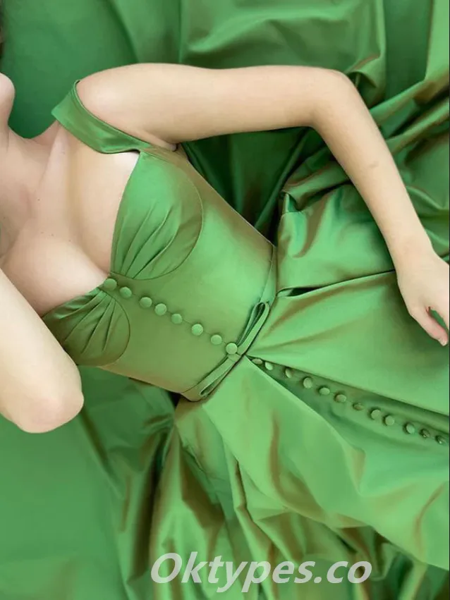 Elegant Satin Spaghetti Straps A-Line Long Prom Dresses/Graduation Dresses With Split,PDS0441