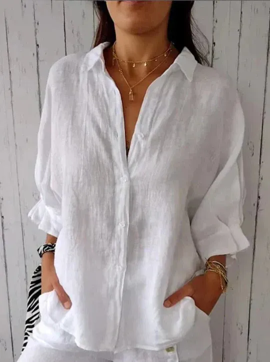 Elena - coral red summer blouse