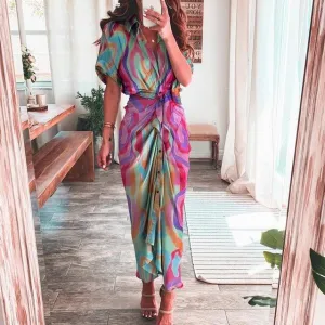 ELLIS - Boho dress with multicolored print.