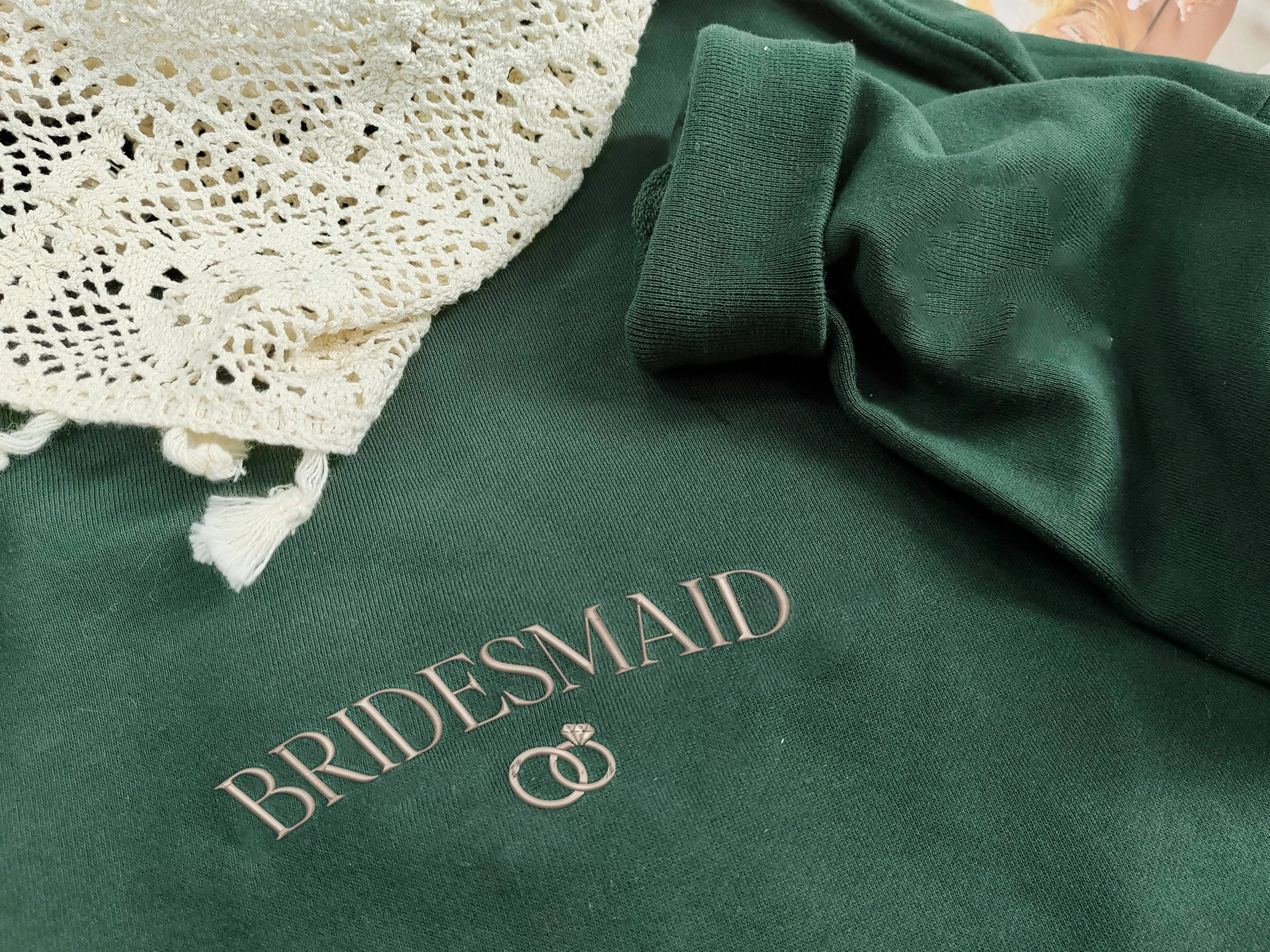 Embroidered Bride Sweatshirt, Custom Embroidered Bridal Party Gift, Wedding Day Outfit, Custom Embroidered Wedding Gift, Engagement Gift
