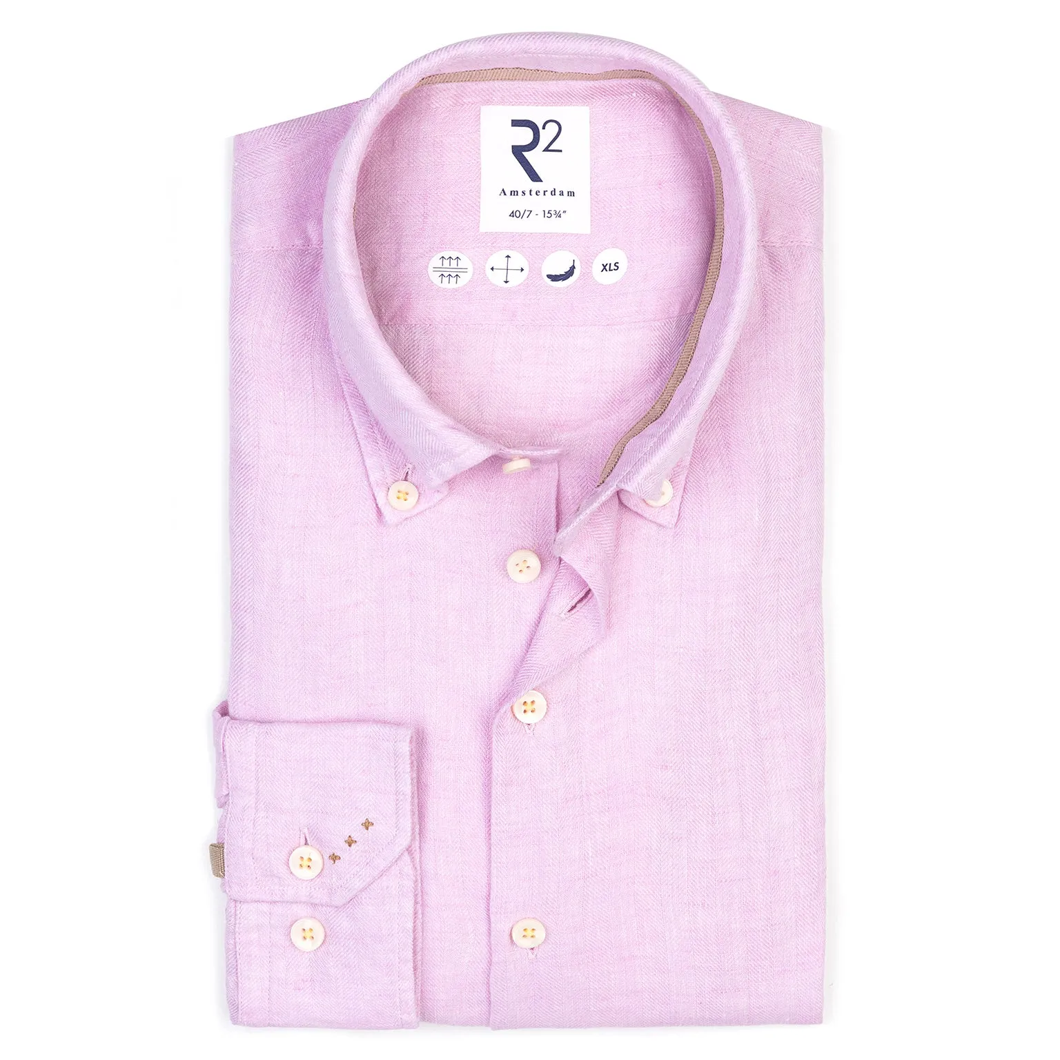 Extra long sleeves. Herringbone linen shirt