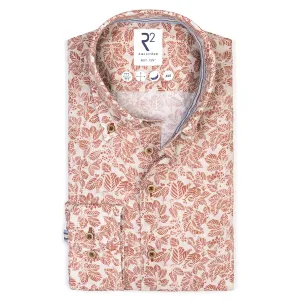 Extra long sleeves. Leaf print linen shirt
