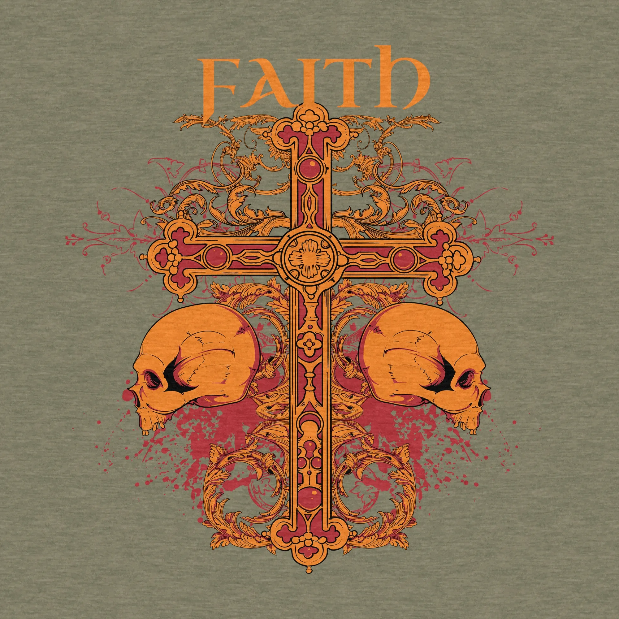 Faith, Gothic Cross & Skulls - Adult Unisex Jersey Crew Tee