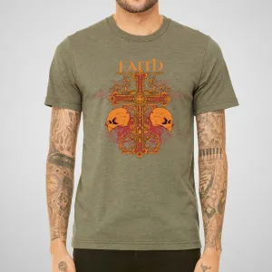 Faith, Gothic Cross & Skulls - Adult Unisex Jersey Crew Tee