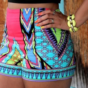 Female Women Vintage High Waist Shorts Floral Print Shorts ZH