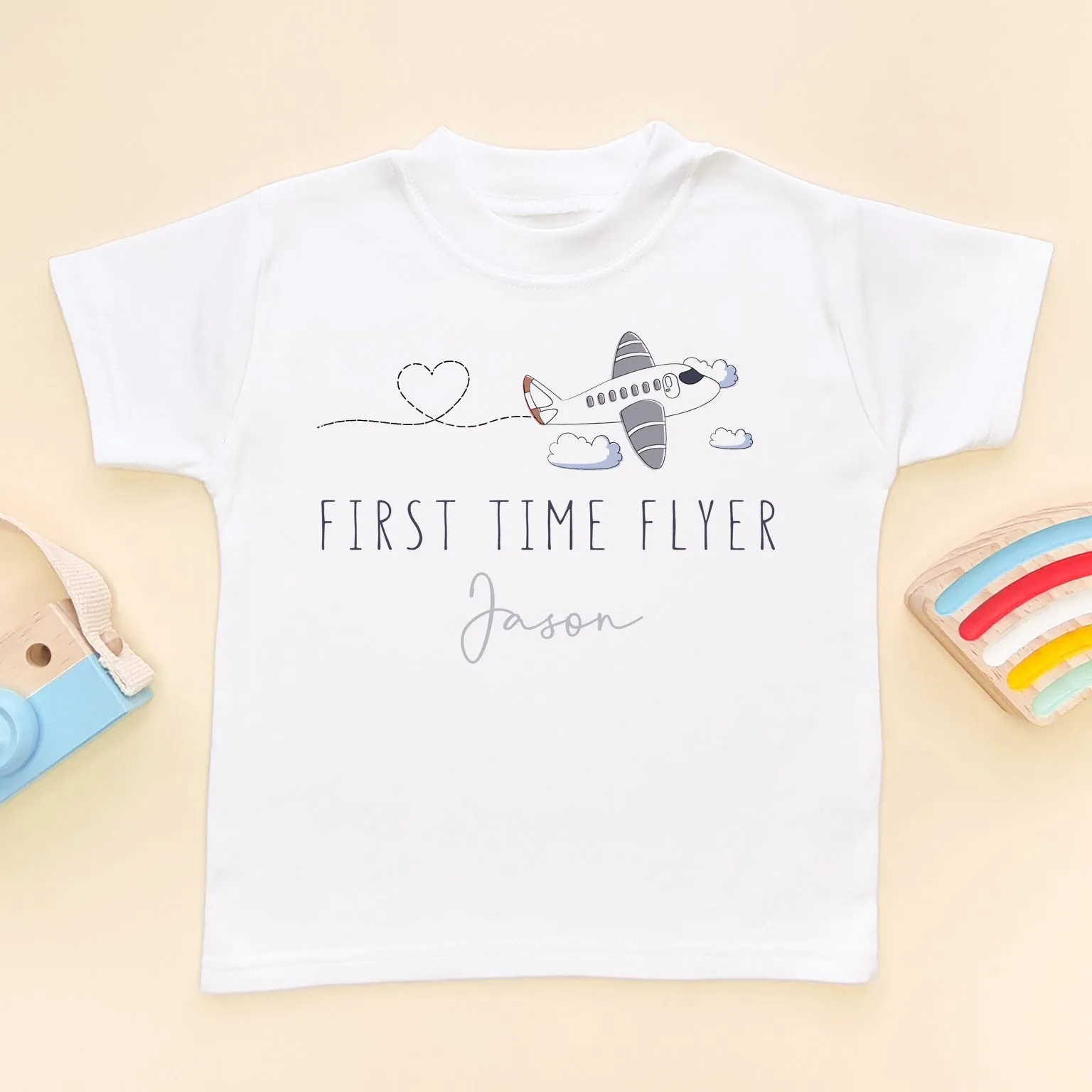 First Time Flyer Holiday Personalised Name Toddler & Kids T Shirt