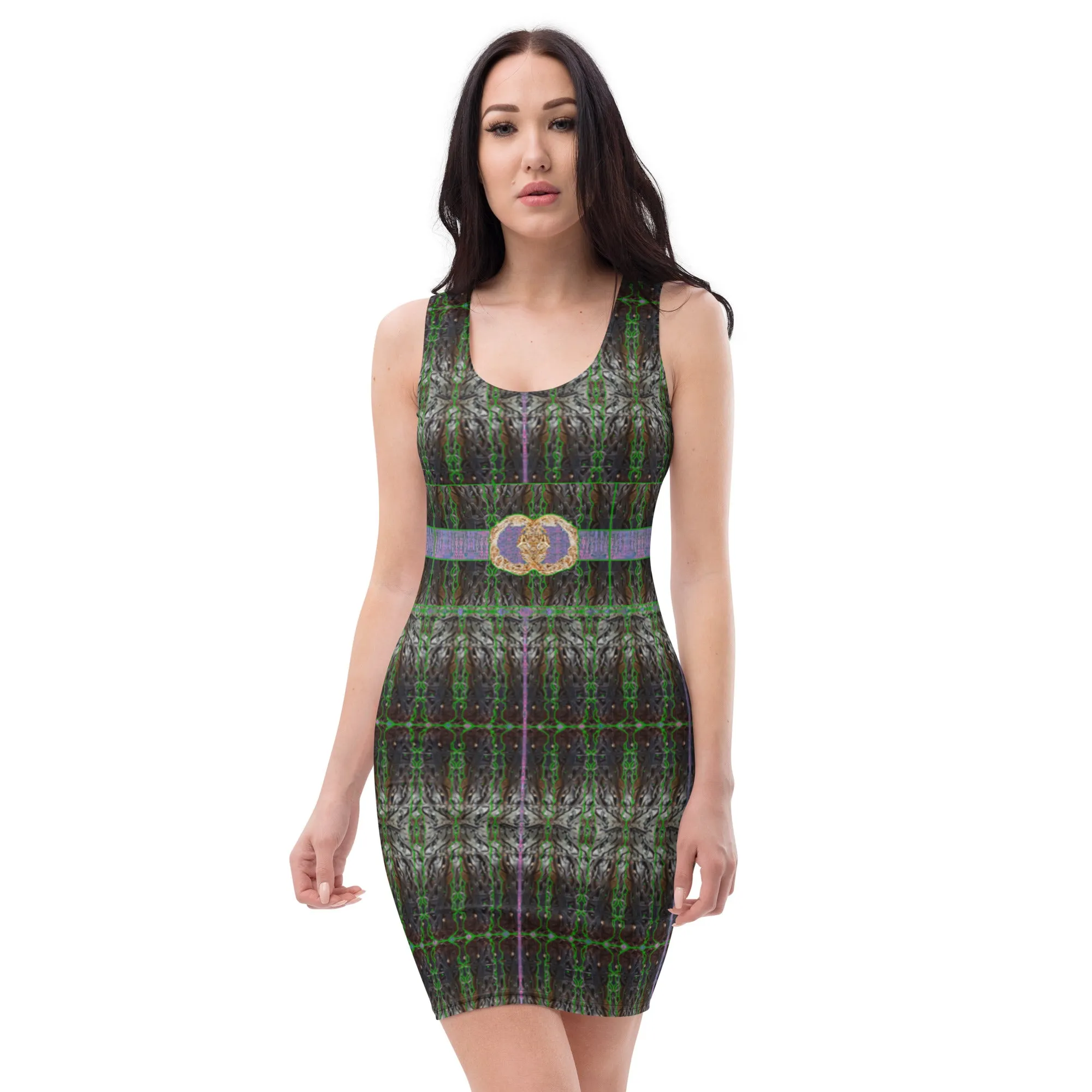 Fitted Sleeveless Bodycon Dress (Her/Muliebris)(Rind#5 Ouroboros Butterfly Belt Tree Link) RJSTH@Fabric#5  RJSTHW2021 RJS