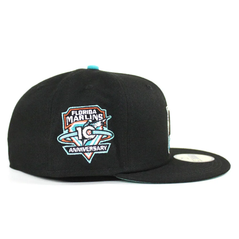 Florida Marlins 10 Year  Anniversary New Era 59Fifty Fitted Hat (Black Mint Under brim)