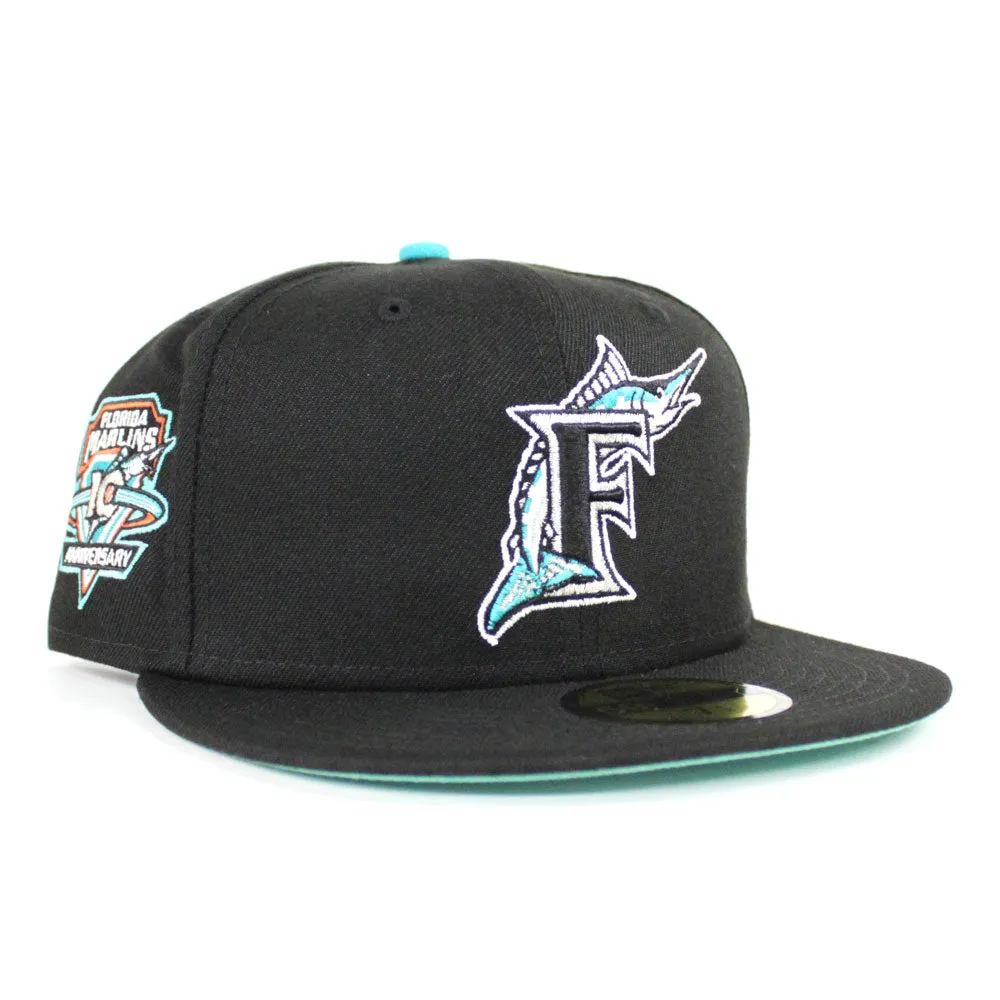 Florida Marlins 10 Year  Anniversary New Era 59Fifty Fitted Hat (Black Mint Under brim)