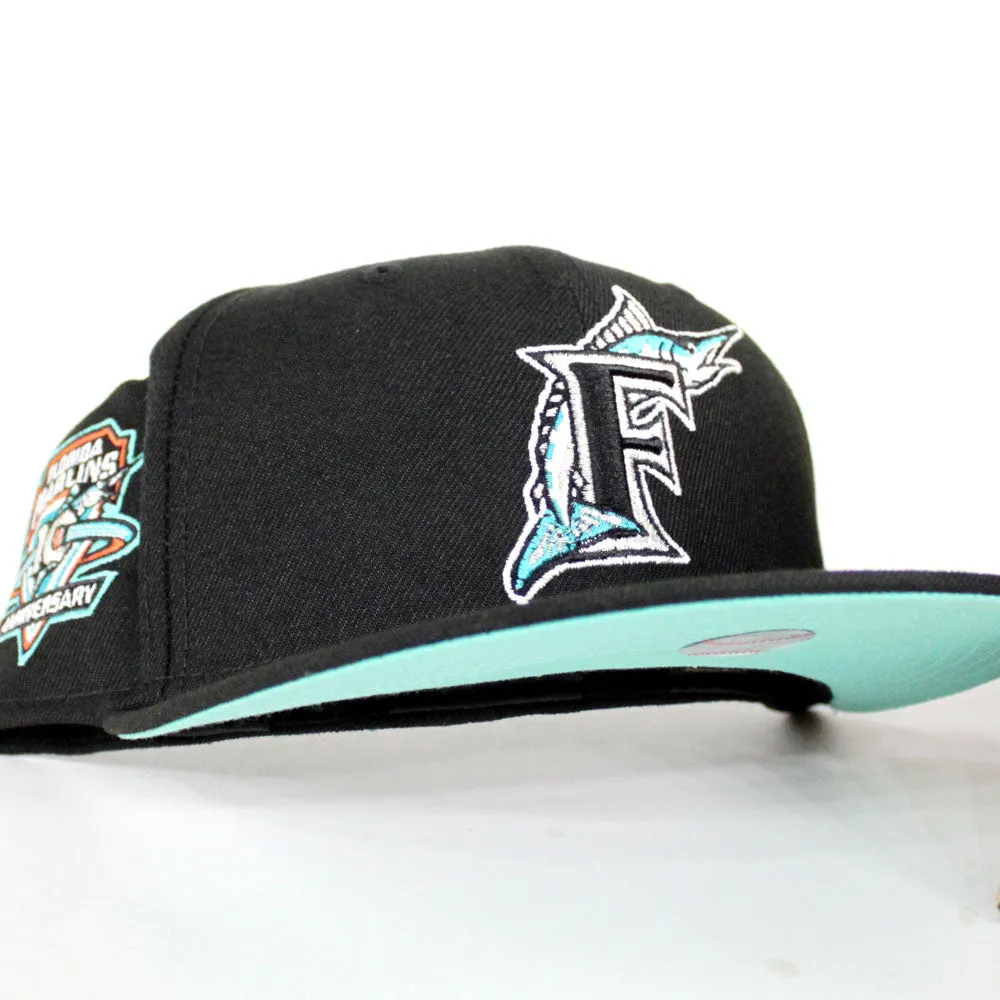 Florida Marlins 10 Year  Anniversary New Era 59Fifty Fitted Hat (Black Mint Under brim)