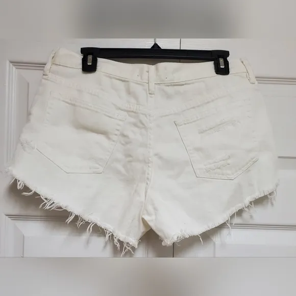 Free People We The Free Loving Good Vibrations Cutoff Shorts/Spring White