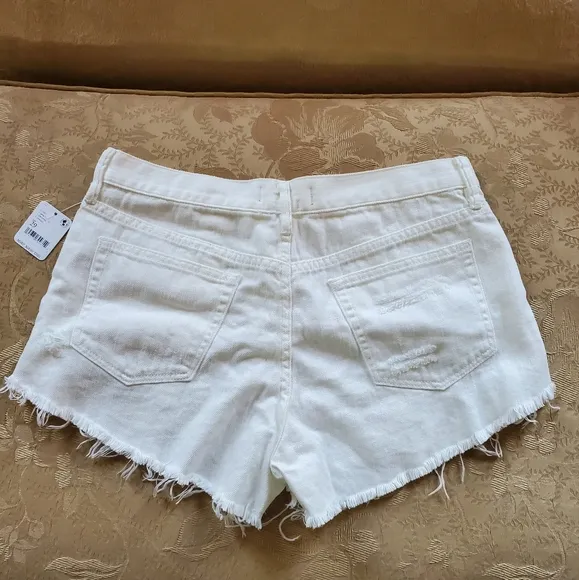 Free People We The Free Loving Good Vibrations Cutoff Shorts/Spring White