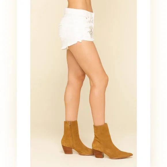 Free People We The Free Loving Good Vibrations Cutoff Shorts/Spring White