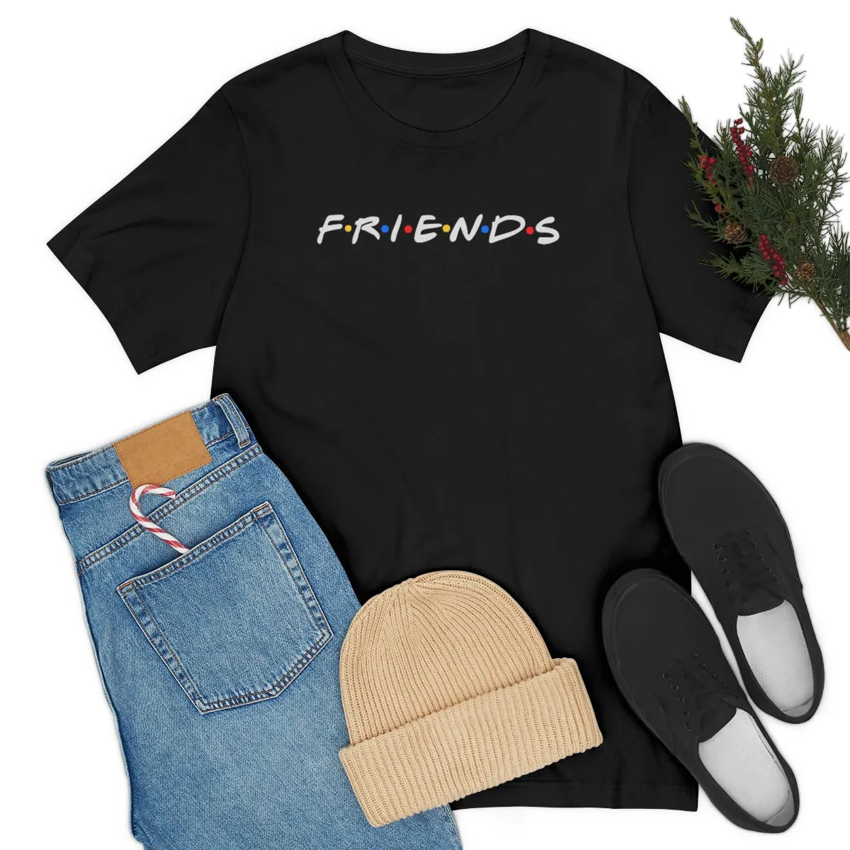 Friends-white lettering-Unisex Jersey Short Sleeve Tee