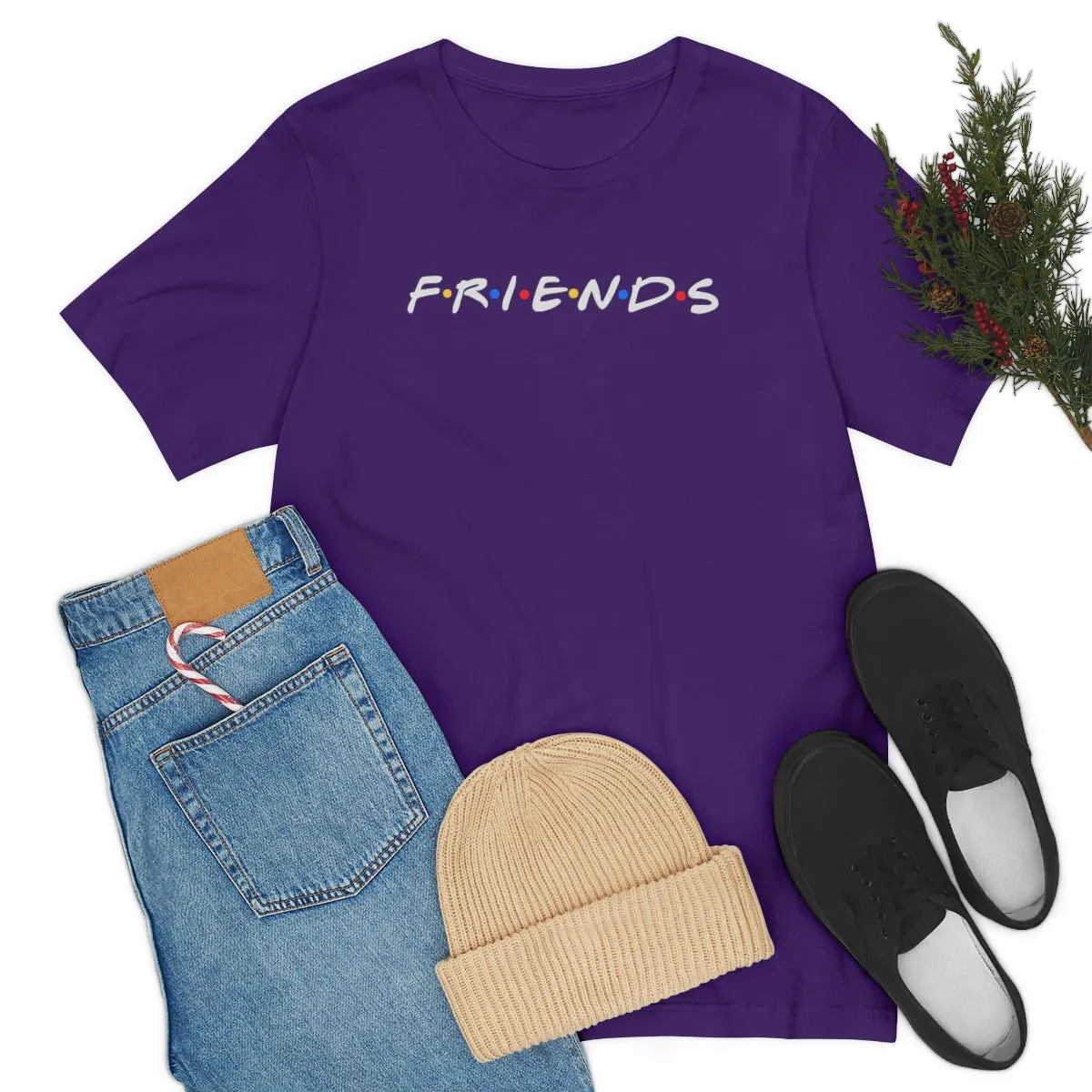 Friends-white lettering-Unisex Jersey Short Sleeve Tee
