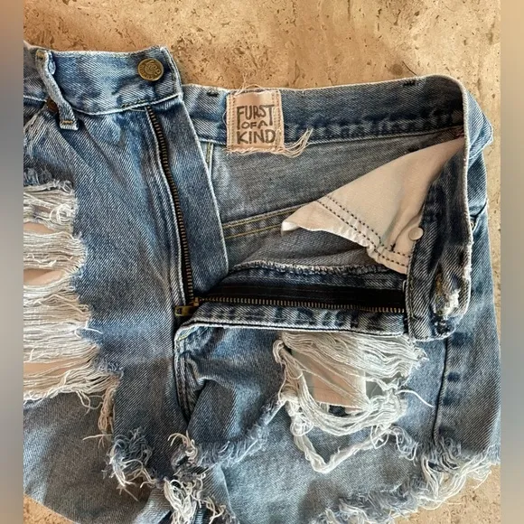 FRUST OF A KIND Redone Vintage Lee Distressed Shorts
