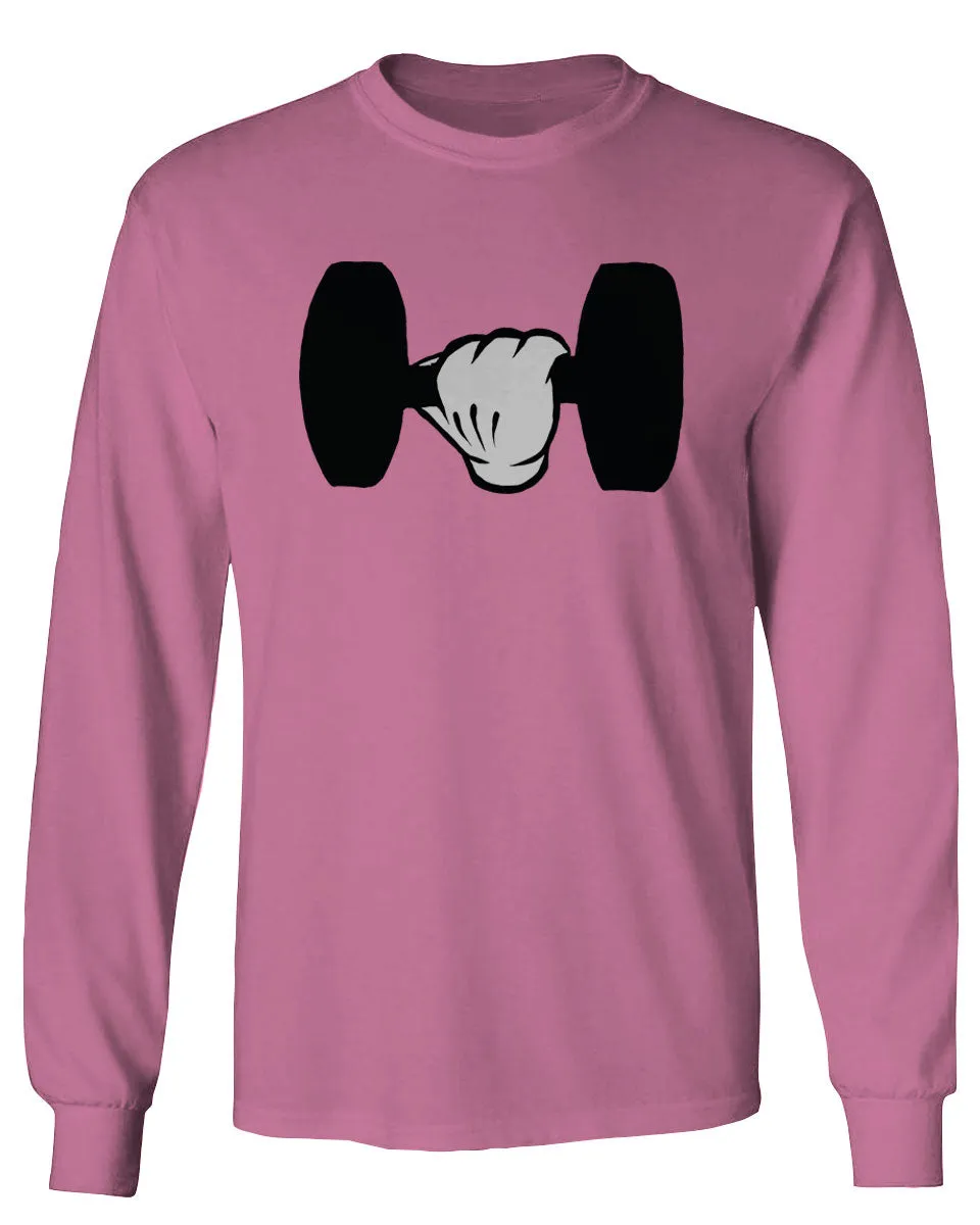 Funny Cool Workout weigths Lift Cartoon Glove Dumbells Dumbell mens Long sleeve t shirt